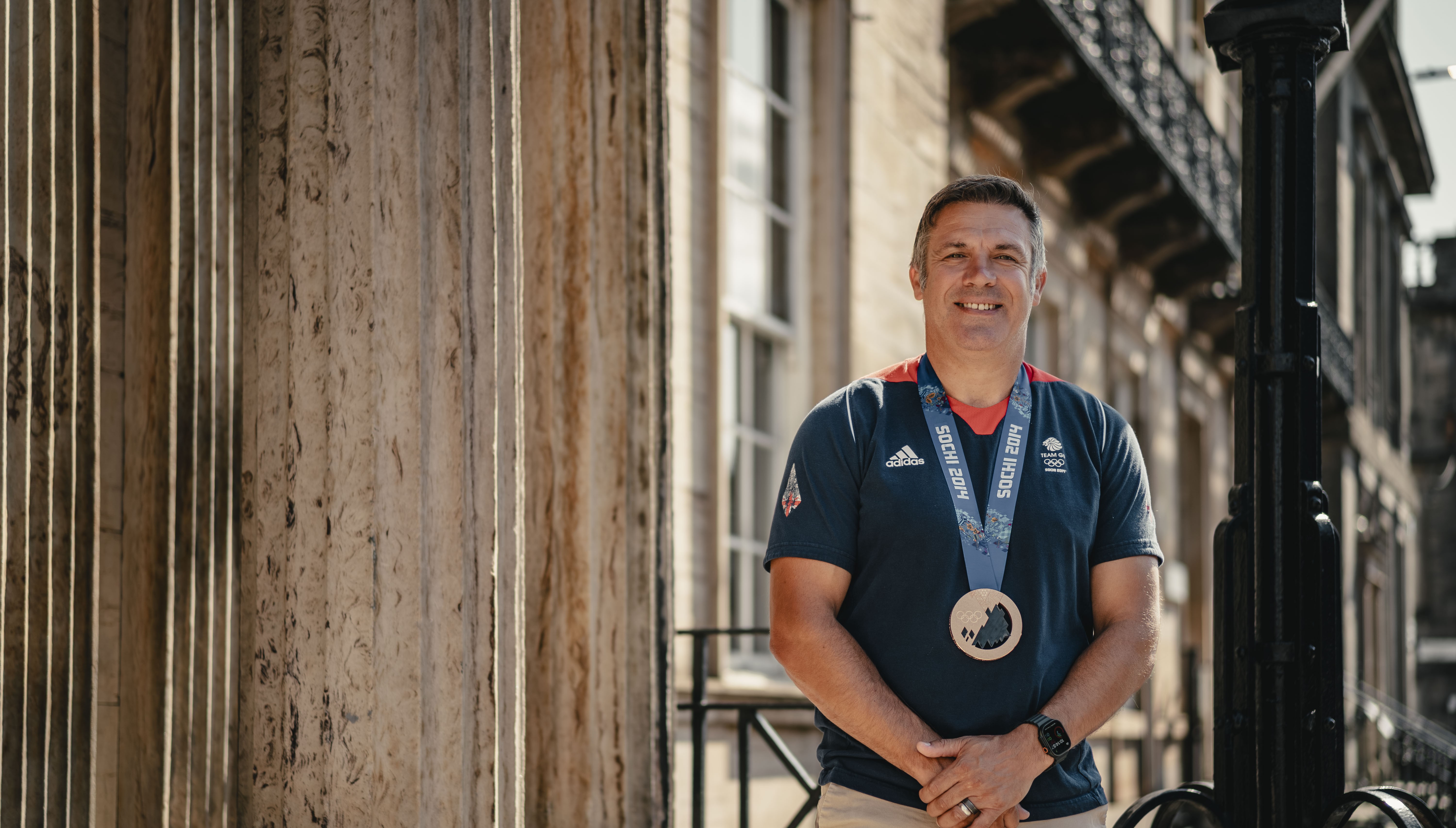 John Jackson outside College building 